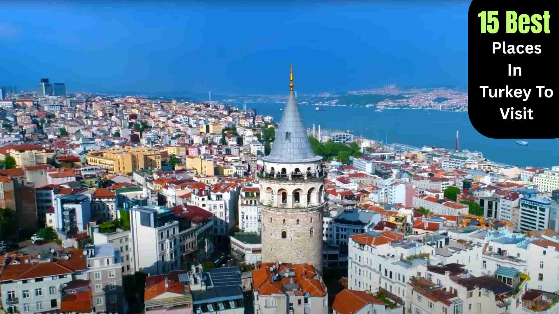 Scenic views of Turkey’s top tourist spots including Istanbul skyline, Cappadocia hot air balloons, Pamukkale white terraces, and Antalya coastline.