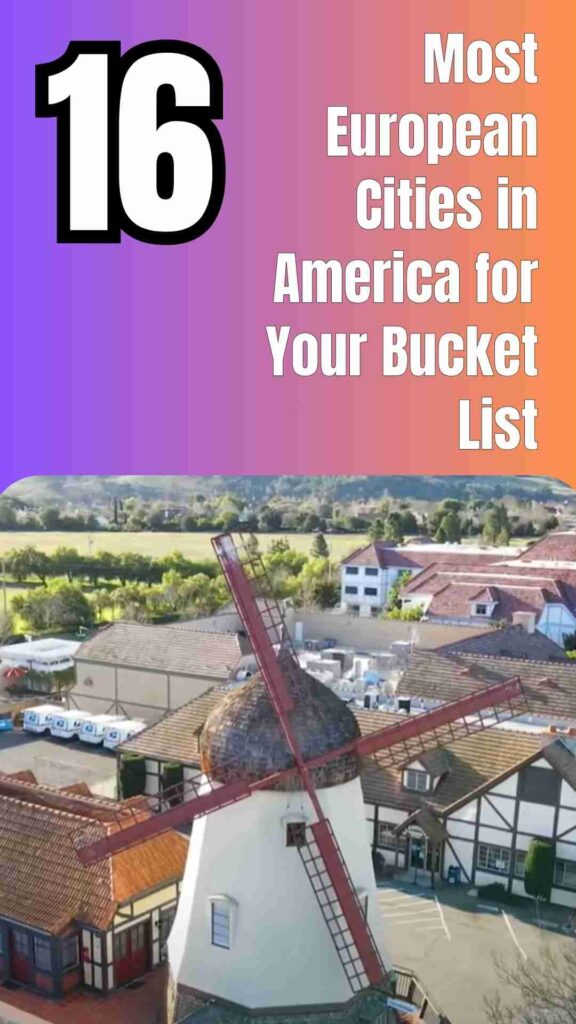 Scenic American town with European-style architecture and cobblestone streets