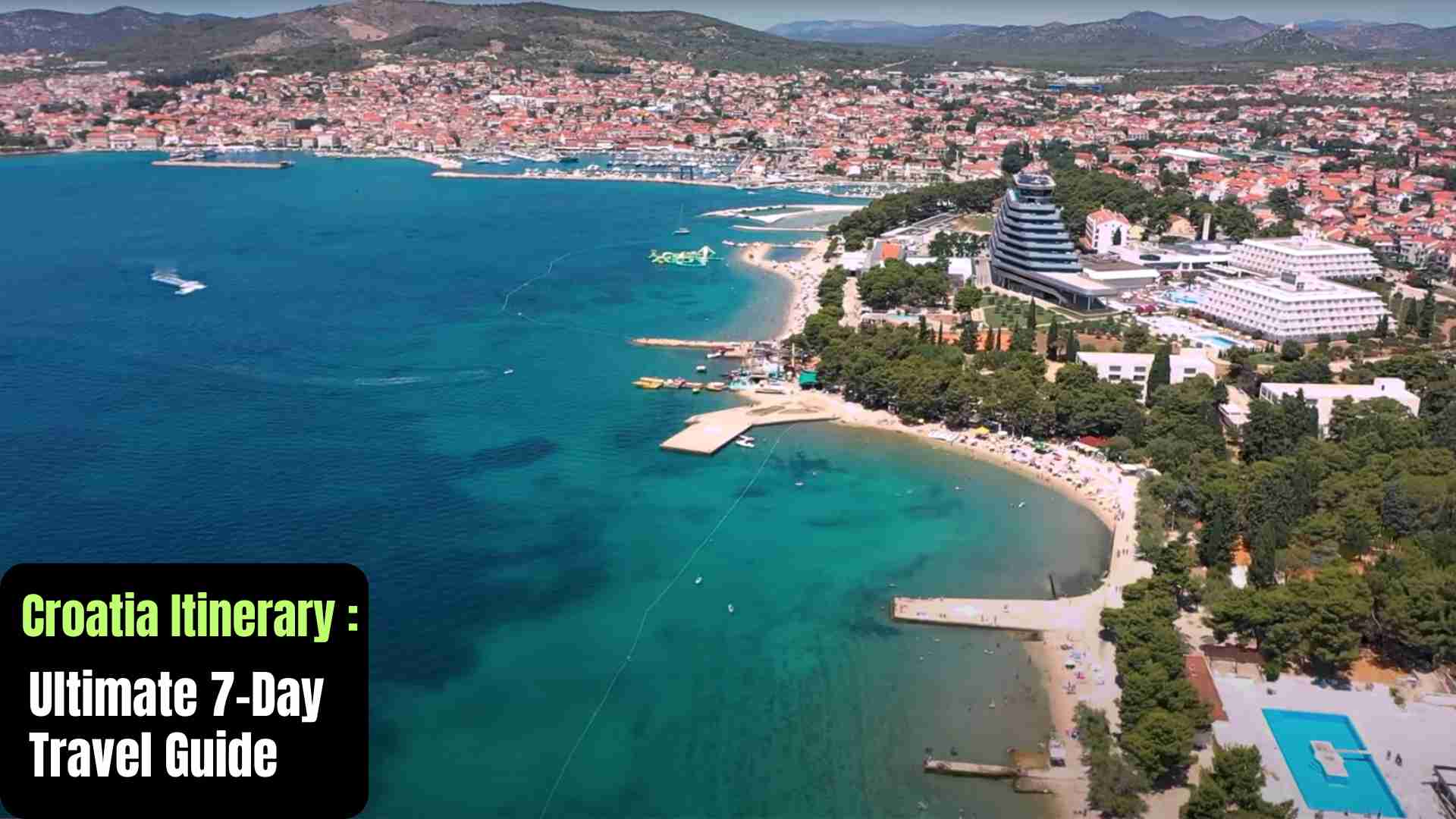 7-day Croatia travel itinerary featuring Zagreb, Plitvice Lakes, Zadar, Split, Hvar, Korčula, and Dubrovnik with historic towns, waterfalls, beaches, and coastal views.