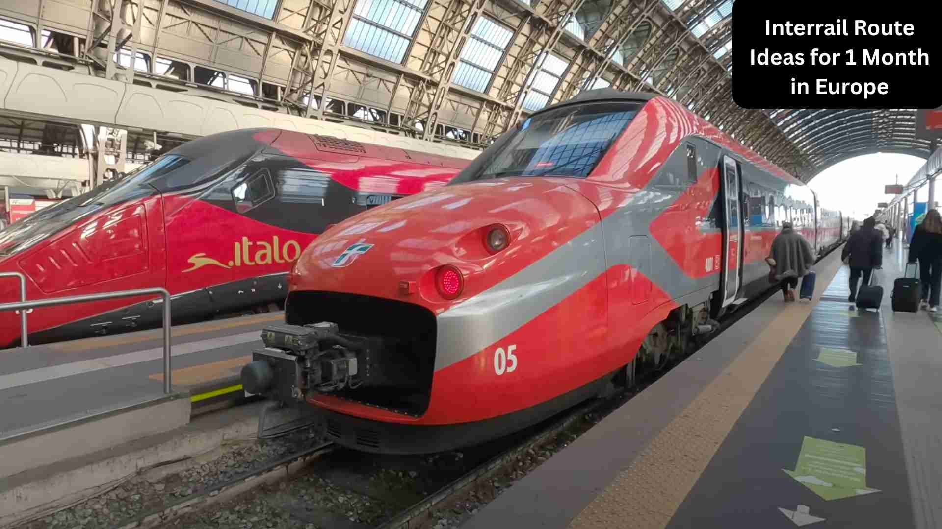 Map and highlights of an Interrail route for 1 month in Europe, featuring major cities, scenic train journeys, and travel ideas for exploring multiple countries.