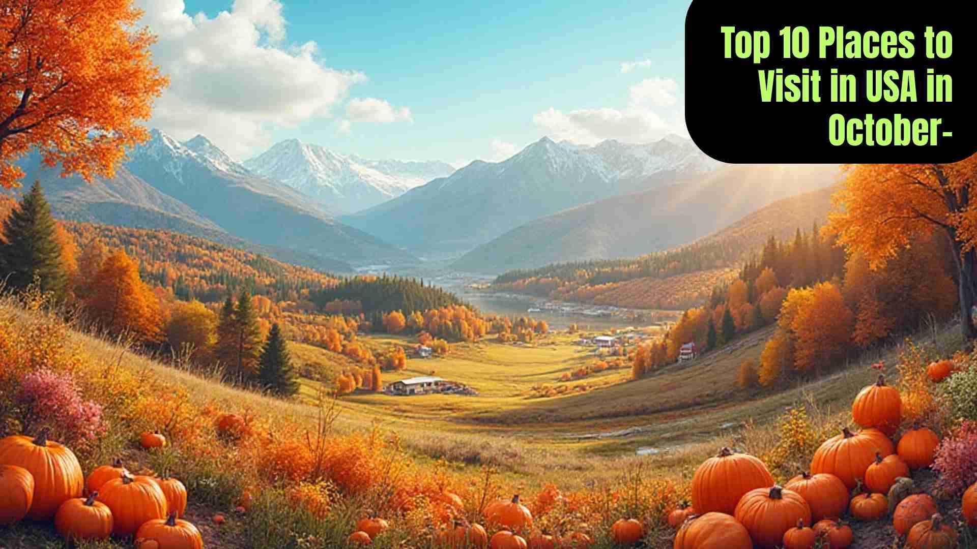 Top 10 places to visit in the USA during October, showcasing vibrant fall foliage, scenic drives, historic towns, mountains, vineyards, and cozy city escapes.