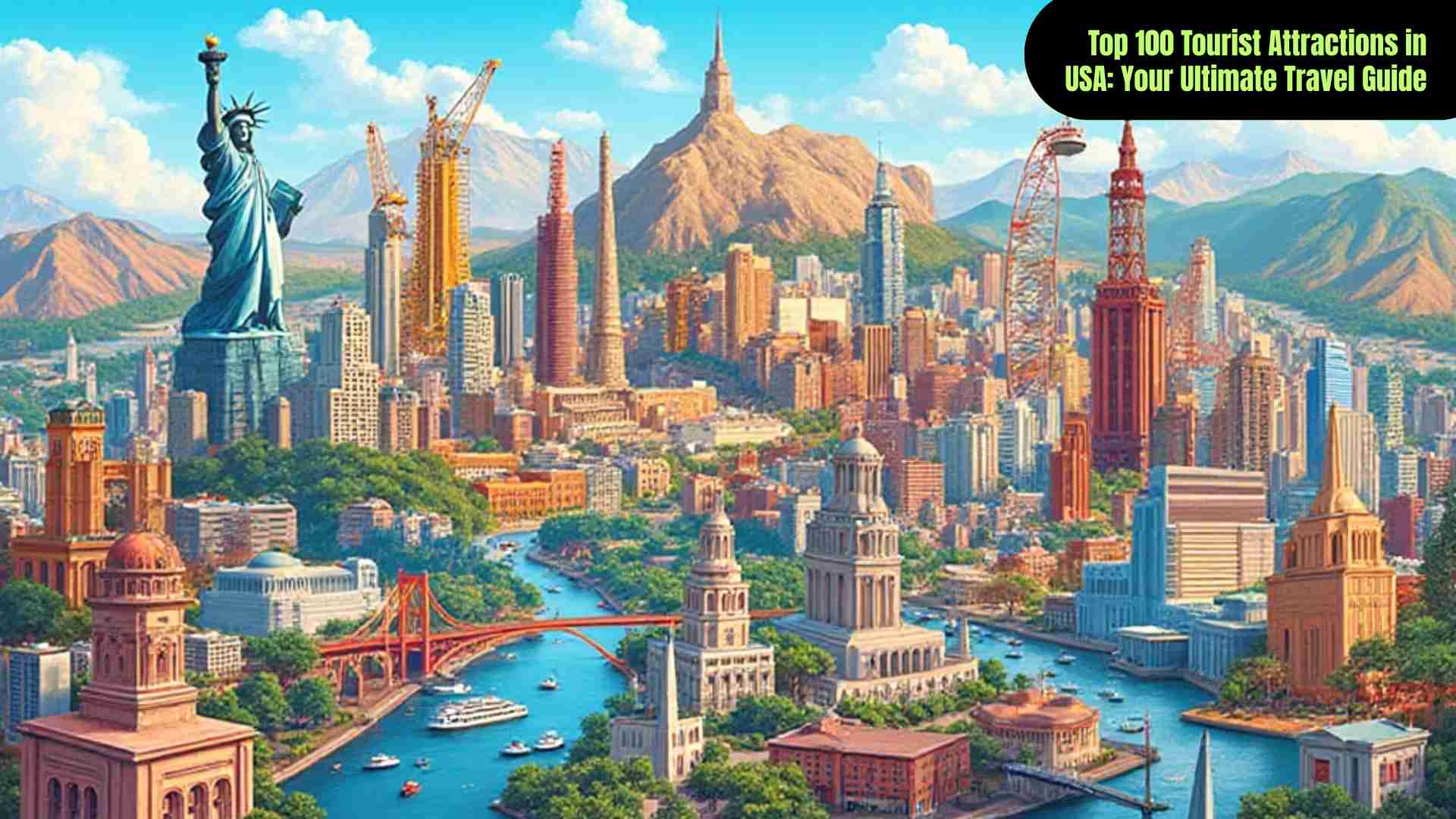Top 100 tourist attractions in the USA featuring iconic cities, national parks, beaches, and cultural landmarks for an unforgettable travel experience.
