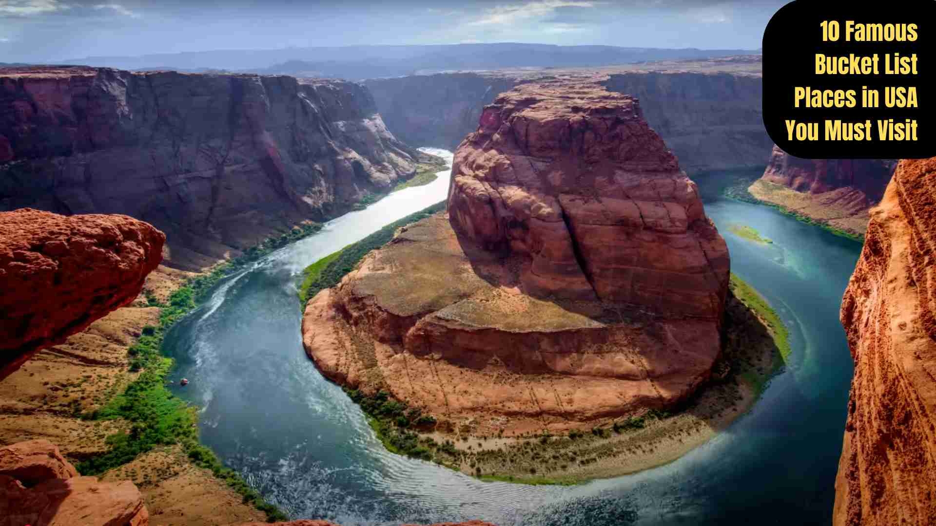 "10 famous bucket list places in the USA including Grand Canyon, New York City, Yellowstone, Las Vegas, San Francisco, Miami, Chicago, Washington D.C., Hawaii, and New Orleans, featuring iconic landmarks, natural wonders, and cultural experiences."