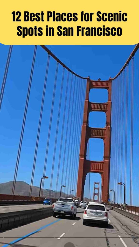 Scenic view of San Francisco featuring the Golden Gate Bridge, city skyline, and rolling fog from a hilltop viewpoint like Twin Peaks or Battery Spencer.