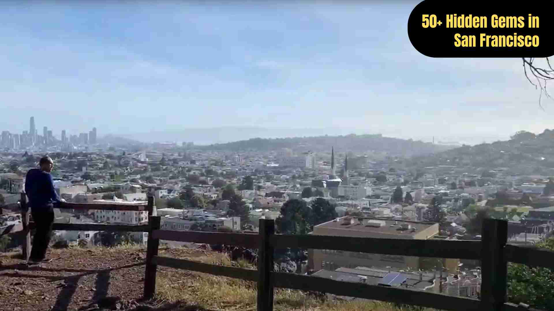 A collage of hidden gems in San Francisco, including colorful tiled steps, serene labyrinths, secret gardens, and panoramic city views.