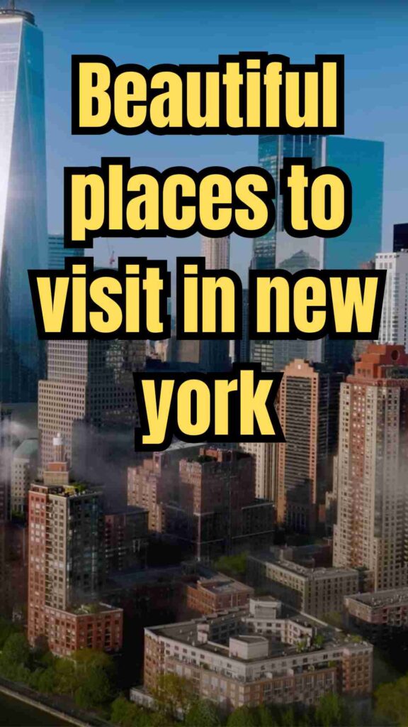A scenic montage of New York’s highlights, featuring Central Park’s lush greenery, the glowing lights of Times Square, the Brooklyn Bridge at sunset, the elevated High Line park, the Met Cloisters, the Adirondack Mountains, Finger Lakes waterfalls, and the powerful Niagara Falls, capturing both the city’s urban charm and the state’s natural beauty.