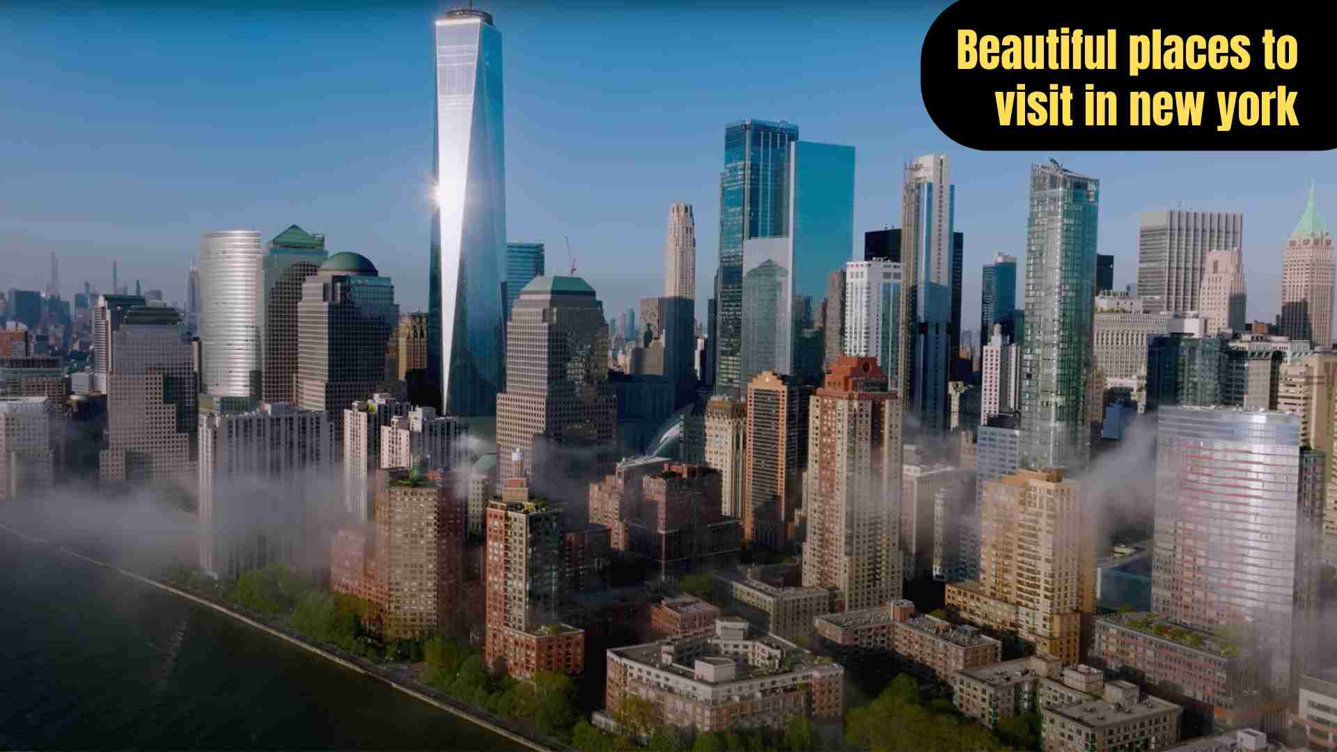 A vibrant collage of New York’s most beautiful places, including Central Park’s greenery, the illuminated Times Square, the Brooklyn Bridge at sunset, the High Line with urban gardens, the Met Cloisters, the Adirondack Mountains, Finger Lakes waterfalls, and Niagara Falls, showcasing the city’s urban charm and the state’s natural beauty.